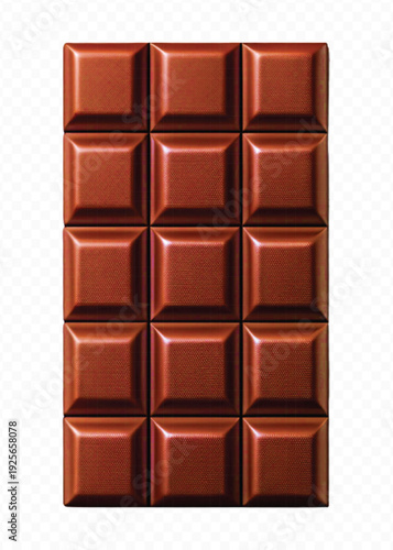 realistic 3d smooth piece of milk chocolate bar in different style isolated on transparent background