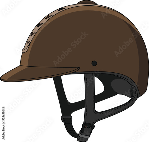 Brown Equestrian Helmet with Black Interior and Strap riding