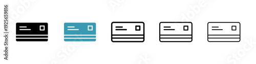 ATM card icons collection in black and blue colors