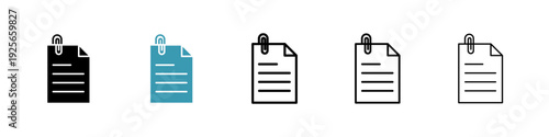Attach document icons collection in black and blue colors