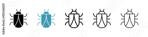 Bug icons collection in black and blue colors