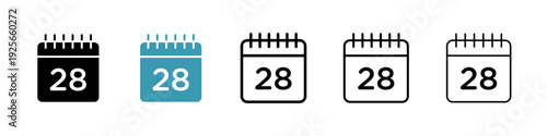 Calendar icons collection in black and blue colors