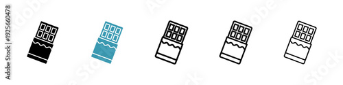 Chocolate icons collection in black and blue colors