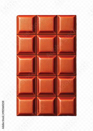 realistic 3d smooth piece of milk chocolate bar in different style isolated on transparent background