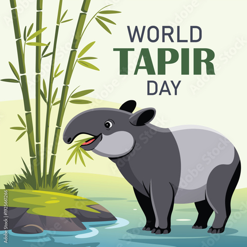 Happy world tapir day. simple and elegant vector or illustration design