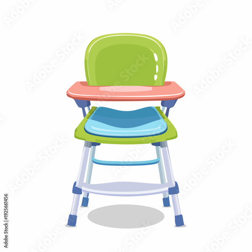 Colorful baby high chair illustration for feeding and early childhood development
