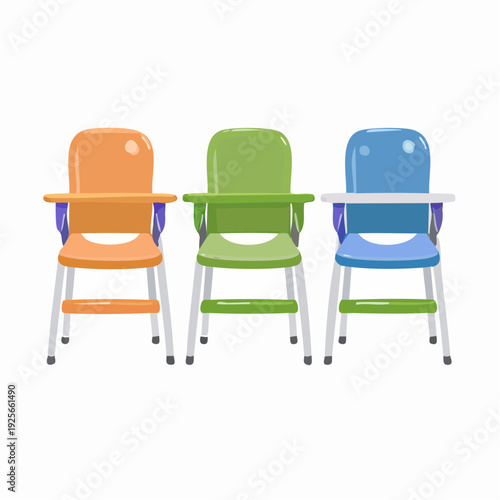 Colorful Baby High Chairs for Toddlers Illustration Perfect for Nursery Decor and Childcare Designs