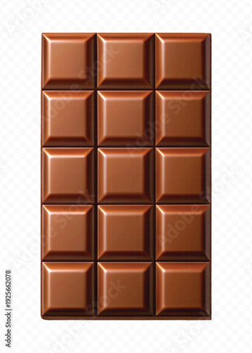 realistic 3d smooth piece of milk chocolate bar in different style isolated on transparent background
