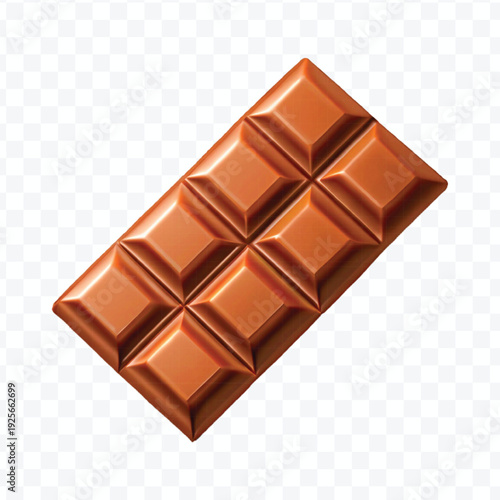 realistic 3d smooth piece of milk chocolate bar in different style isolated on transparent background