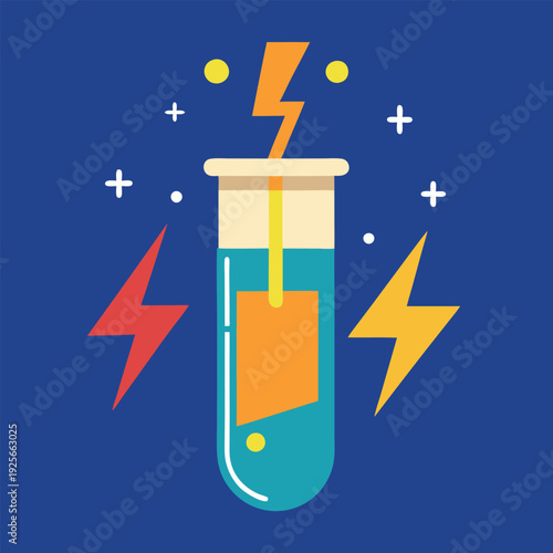 A test tube with electric sparks-indicating electric.