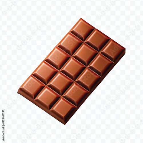 realistic 3d smooth piece of milk chocolate bar in different style isolated on transparent background
