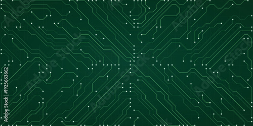 Green Circuit Board Pattern With White Dots And Lines Symbolizing Technology And Digital Networks computer