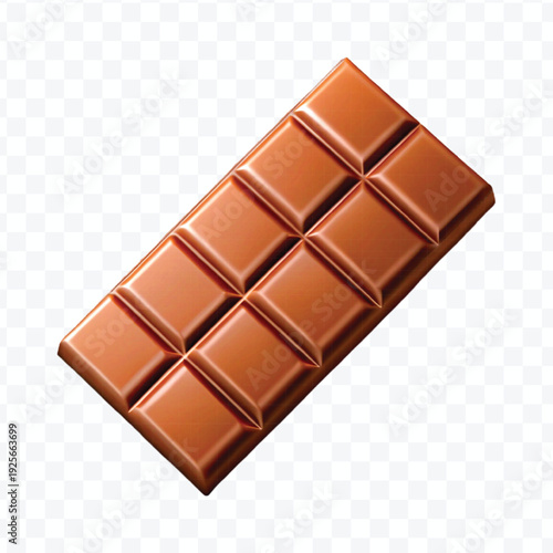 realistic 3d smooth piece of milk chocolate bar in different style isolated on transparent background