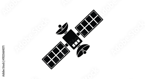 A black silhouette of a satellite in space depicting communication technology