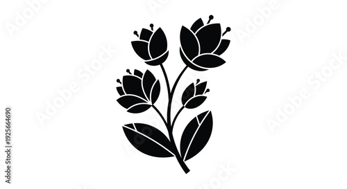 Black floral arrangement with blossoming roses and delicate leaves silhouette