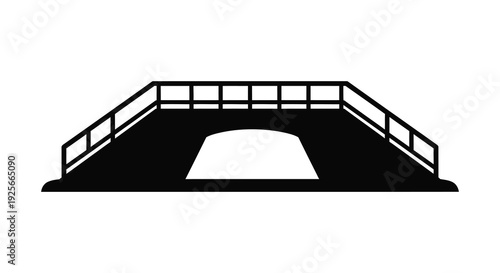 Simple black bridge design with an arched opening a striking silhouette