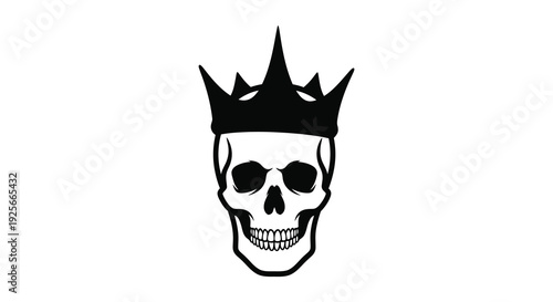 Black skull wearing a crown bold graphic design silhouette high quality