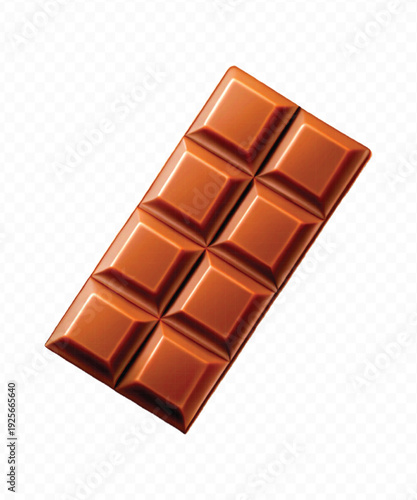 realistic 3d smooth piece of milk chocolate bar in different style isolated on transparent background