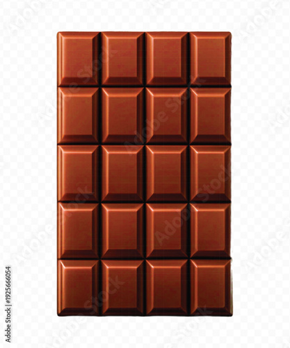 realistic 3d smooth piece of milk chocolate bar in different style isolated on transparent background