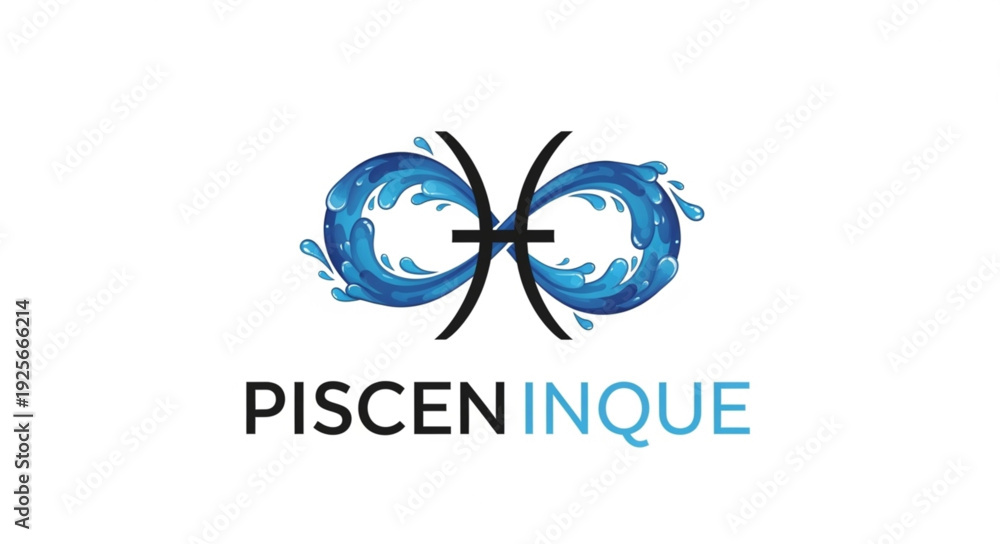Fototapeta premium Pisces Zodiac Symbol with Water Waves.
