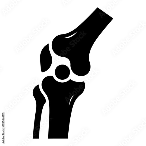 Human Knee Joint Anatomy Illustration in Black Silhouette