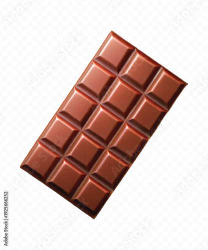 realistic 3d smooth piece of milk chocolate bar in different style isolated on transparent background