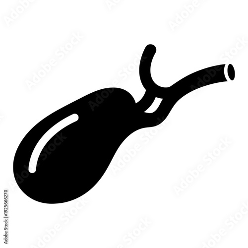 Human Gallbladder Organ Silhouette Icon for Medical Anatomy and Digestive System