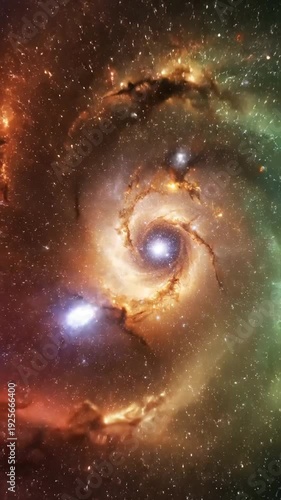 Vibrant spiral galaxy in deep outer space with stars