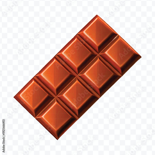 realistic 3d smooth piece of milk chocolate bar in different style isolated on transparent background