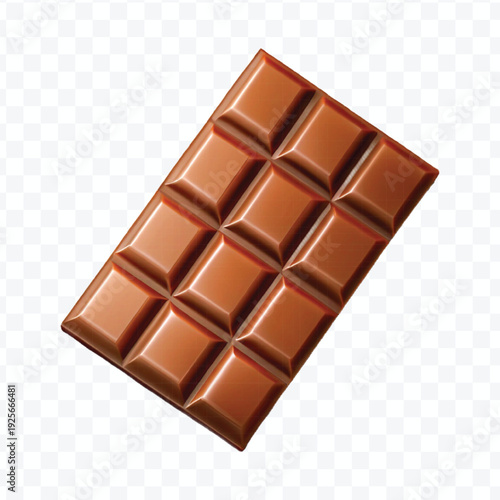 realistic 3d smooth piece of milk chocolate bar in different style isolated on transparent background