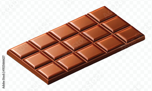 realistic 3d smooth piece of milk chocolate bar in different style isolated on transparent background
