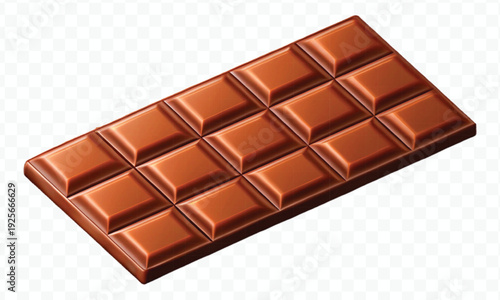 realistic 3d smooth piece of milk chocolate bar in different style isolated on transparent background