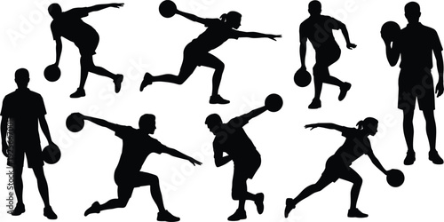 Silhouettes of People Playing Basketball in Various Dynamic Positions players