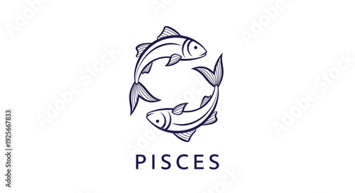 Pisces Zodiac Sign Two Fish Symbol.