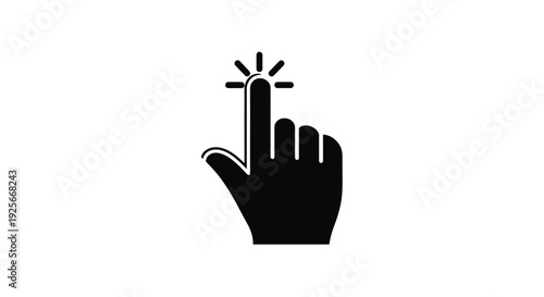 Simple black icon of a hand pressing or touching a button