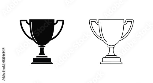 Two trophy icons a filled black version and a line art outline