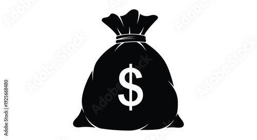 A black silhouette of a money bag with a prominent dollar sign