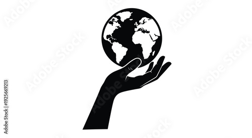 A hand gently cradling a globe symbolizing global care and protection