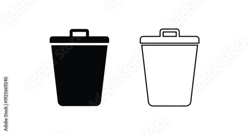 Two trash can icons one filled one outline style