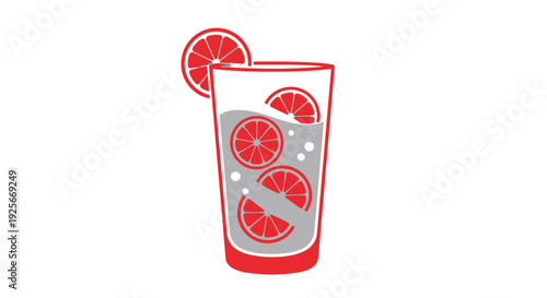 A glass of refreshing grapefruit juice with slices inside and on the rim