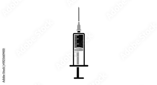 Medical syringe with needle on a stand for healthcare and medicine concepts
