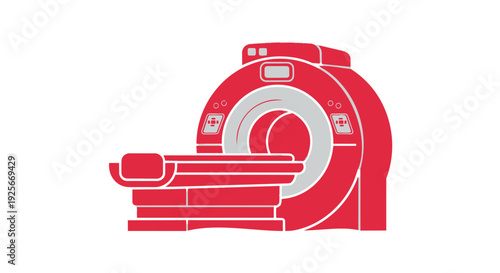 Mri machine icon in red color on for medical concept