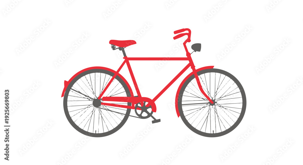 Fototapeta premium Red bicycle illustration for transportation or sports themes
