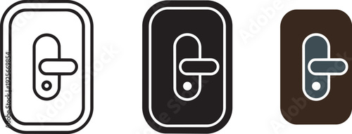 Door handle flat vector icon for apps and websites, outline solid icon of handle