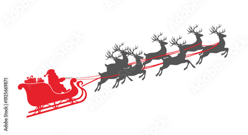 Santa claus in his sleigh being pulled by reindeer in a festive holiday scene