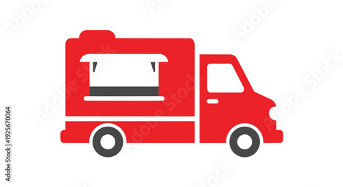 Red food truck icon on for restaurant or delivery service