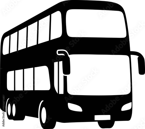 Black and white double decker bus transportation vehicle 1