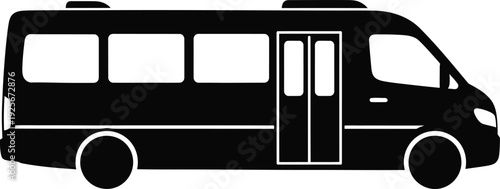 Black and white van with side door open vehicle transportation