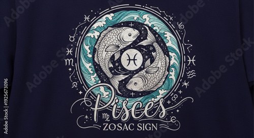 Pisces Zodiac Sign Astrology Symbol with Two Fish.