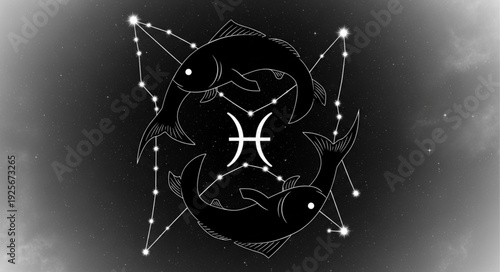Pisces Zodiac Constellation Symbol Astrology Celestial.